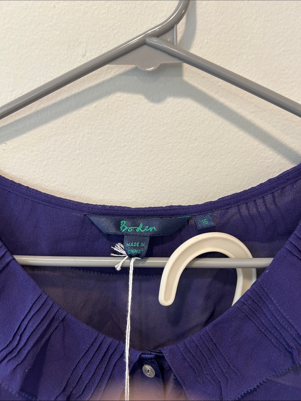 Boden Purple Ruffle-Collar Button-Front Blouse - Picture 4 of 5